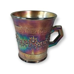 Antique 1907-1920s Fenton ORANGE TREE Cobalt Blue Carnival Glass Mug Cup‎